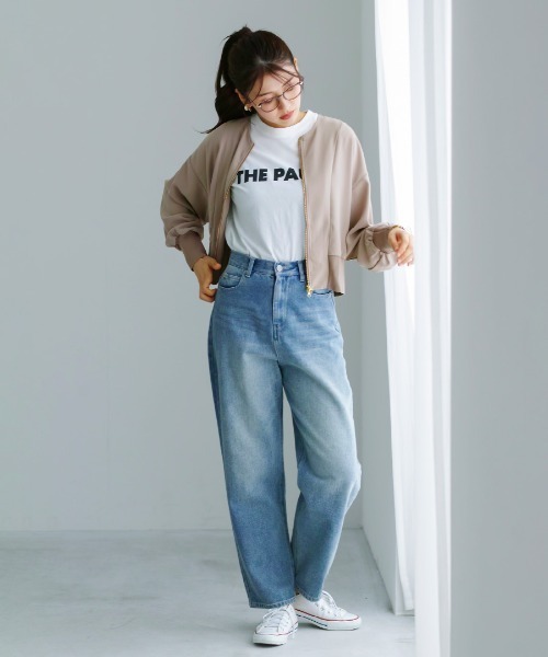 Emilyan(エミリアン)の「【 洗える・ストレッチ 】 梨地ストレッチ・ダブルジップリブブルゾン(Tシャツ/カットソー・レディース・ブラック/オフホワイト/モカ・M)」の11枚目の写真
