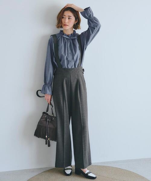 grove（グローブ）の「サス付きセンタープレスワイドパンツ（その他パンツ・レディース・ブラック/グレー/ダークブラウン・02/03/01/04/05）」の5枚目の写真