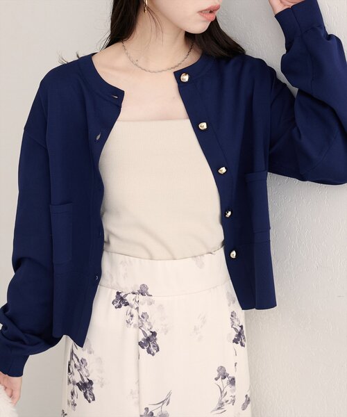 natural couture（ナチュラルクチュール）の「ぷっくり金釦ポケ付きカーデ（カーディガン/ボレロ・レディース・ブラウン/ネイビー/ブラック/オフホワイト・FREE）」の17枚目の写真