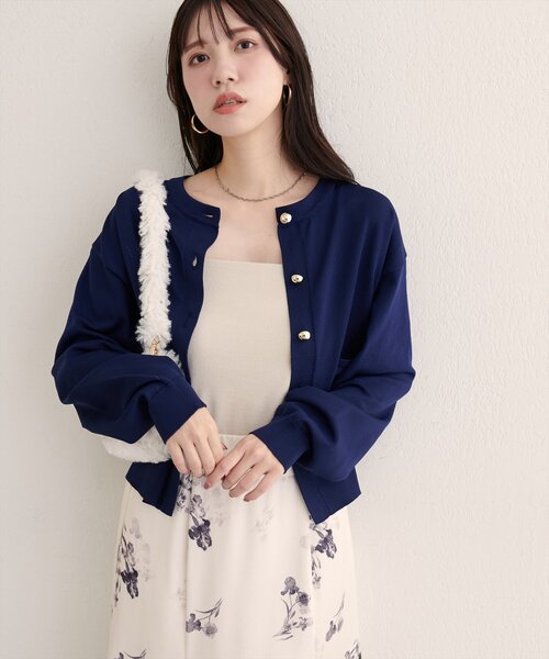 natural couture（ナチュラルクチュール）の「ぷっくり金釦ポケ付きカーデ（カーディガン/ボレロ・レディース・ブラウン/ネイビー/ブラック/オフホワイト・FREE）」の12枚目の写真