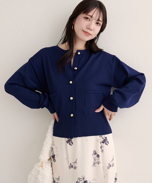 natural couture（ナチュラルクチュール）の「ぷっくり金釦ポケ付きカーデ（カーディガン/ボレロ・レディース・ブラウン/ネイビー/ブラック/オフホワイト・FREE）」の16枚目の写真