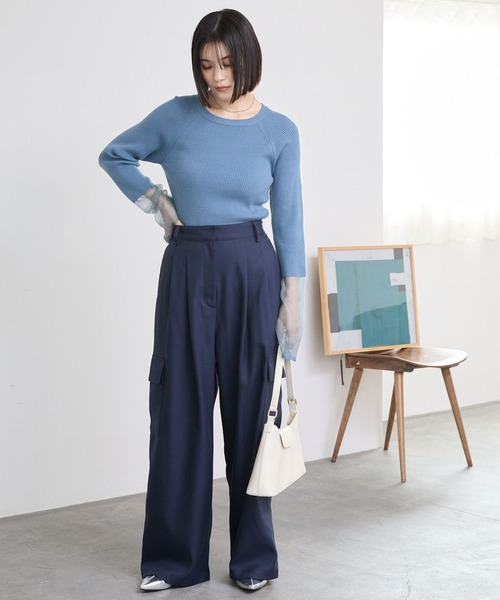 最終値下＜conte＞カーゴ タック ワイドパンツ36 最終値下＜conte＞カーゴ タック ワイドパンツ36