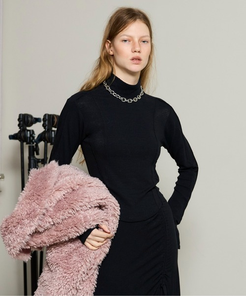 MAISON SPECIAL(メゾンスペシャル)の「Angel Wool Turtleneck Tops / エンジェルウールタートルネックカットソー(Tシャツ/カットソー・レディース・ブラック/チャコールグレー/ピンク/ホワイト・FREE)」の2枚目の写真