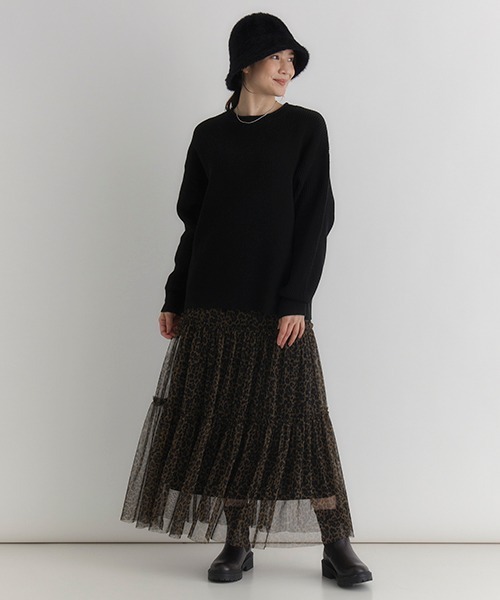 HONEYSUCKLE ROSE】レオパード柄チュールスカート（スカート）｜Right