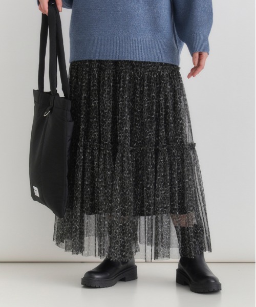 Right-on（ライトオン）の「【HONEYSUCKLE ROSE】レオパード柄チュールスカート（スカート・レディース・ダークグレー/ブラウン・L/M）」の2枚目の写真