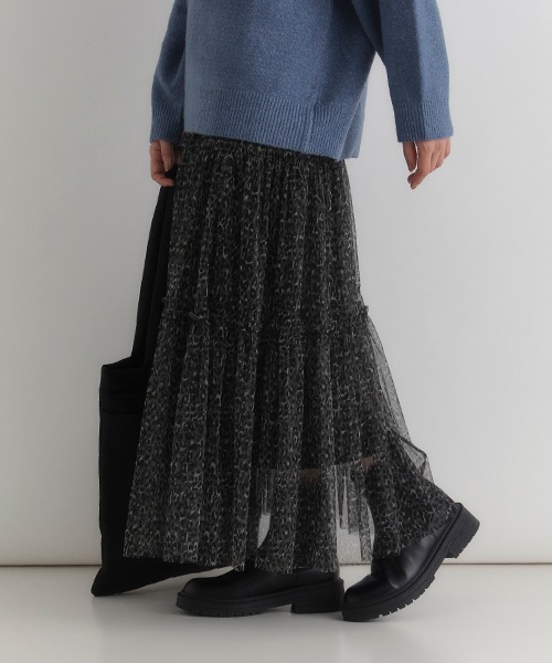 Right-on（ライトオン）の「【HONEYSUCKLE ROSE】レオパード柄チュールスカート（スカート・レディース・ダークグレー/ブラウン・L/M）」の22枚目の写真