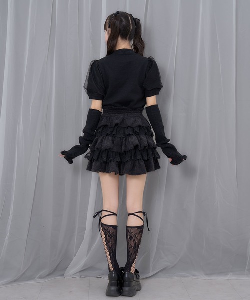 Honey Cinnamon（ハニーシナモン）の「アームカバーニットトップス（ニット/セーター・レディース・ホワイト/ブラック・FREE）」の10枚目の写真