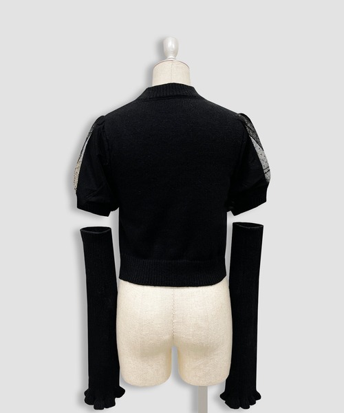 Honey Cinnamon（ハニーシナモン）の「アームカバーニットトップス（ニット/セーター・レディース・ホワイト/ブラック・FREE）」の15枚目の写真