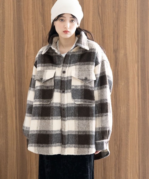 美品★ TICCA CPOブルゾン ブロックチェック ウールジャケット　C346 シャギーチェックBIG CPOジャケット（ブルゾン）｜RAGEBLUE（レイジ