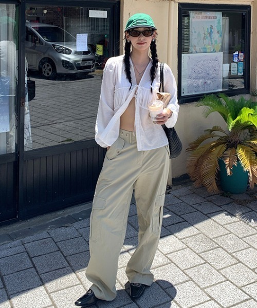 gossip!ロサンゼルス(ゴシップロサンゼルス)の「フロントリボン 楊柳風パフスリーブシャツ(シャツ/ブラウス・レディース・ホワイト・FREE)」の10枚目の写真