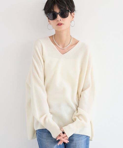 BARNYARDSTORM（バンヤードストーム）の「BARNYARDSTORM / Vネックホールガーメントニット【MADE IN JAPAN】（ニット/セーター・レディース・ライトグレー/レッド/オフホワイト/ライトベージュ/パープル・FREE）」の13枚目の写真