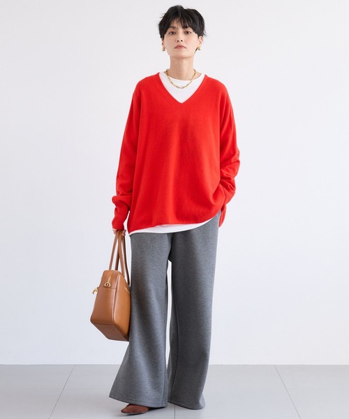 BARNYARDSTORM（バンヤードストーム）の「BARNYARDSTORM / Vネックホールガーメントニット【MADE IN JAPAN】（ニット/セーター・レディース・ライトグレー/レッド/オフホワイト/ライトベージュ/パープル・FREE）」の11枚目の写真