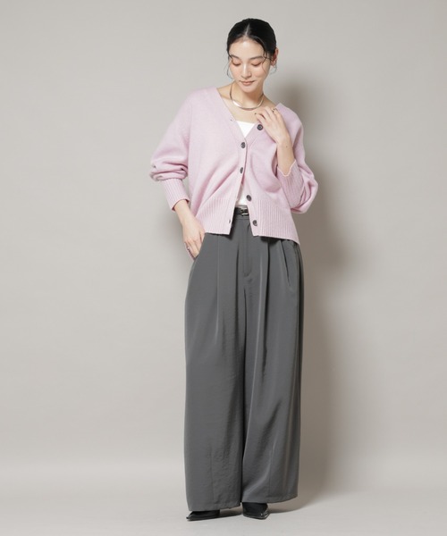 NANO universe（ナノユニバース）の「AQUAウールカシミヤVネックカーディガン（カーディガン/ボレロ・レディース・ブラウン/オフホワイト/グレー/ピンク・FREE）」の10枚目の写真