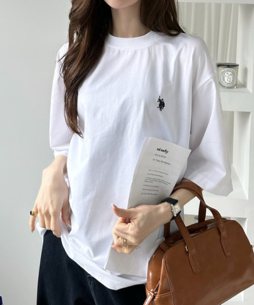 U.S. POLO ASSN.(ユーエスポロアッスン)の「【U.S. POLO ASSN.】接触冷感 クルーネック Tシャツ(Tシャツ/カットソー・レディース・ブラック/オフホワイト/ネイビー・FREE)」の7枚目の写真