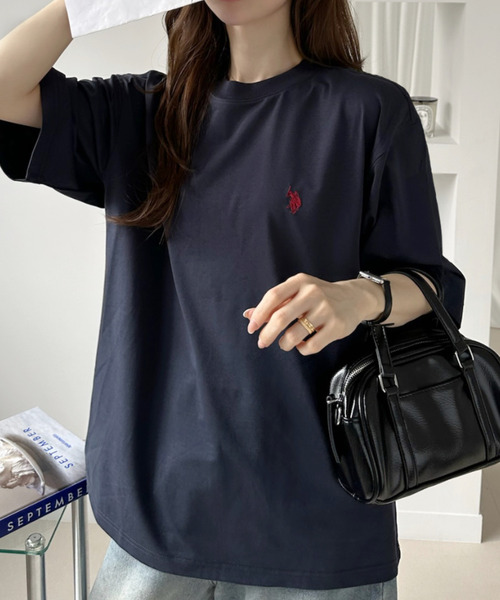 U.S. POLO ASSN.(ユーエスポロアッスン)の「【U.S. POLO ASSN.】接触冷感 クルーネック Tシャツ(Tシャツ/カットソー・レディース・ブラック/オフホワイト/ネイビー・FREE)」の6枚目の写真