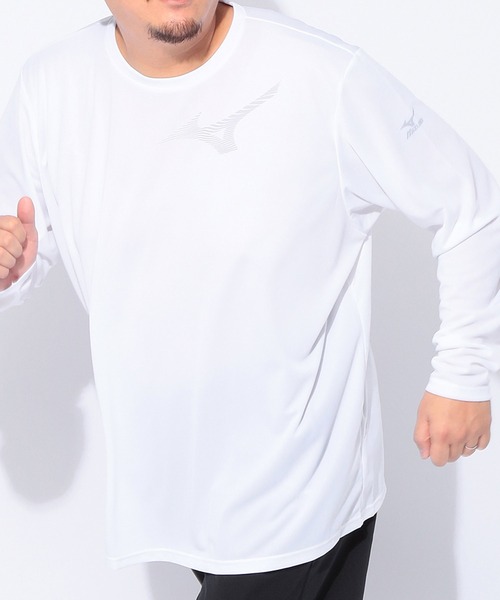 MIZUNO（ミズノ　）の「MIZUNO (ミズノ) Pure Hyper ドライ ロゴプリント クルーネック 長袖 Tシャツ（Tシャツ/カットソー・メンズ・ネイビー/ブラック/ホワイト・5L/3L/4L）」の2枚目の写真