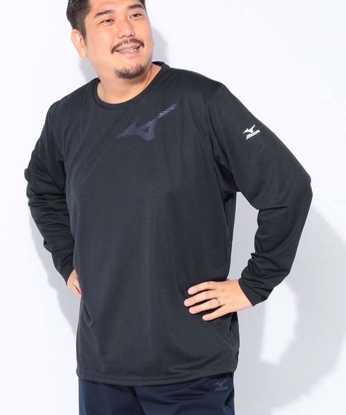MIZUNO（ミズノ　）の「MIZUNO (ミズノ) Pure Hyper ドライ ロゴプリント クルーネック 長袖 Tシャツ（Tシャツ/カットソー・メンズ・ネイビー/ブラック/ホワイト・5L/3L/4L）」の3枚目の写真