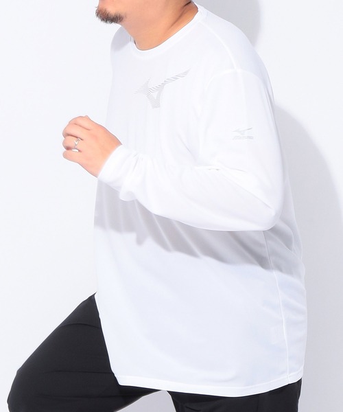 MIZUNO（ミズノ　）の「MIZUNO (ミズノ) Pure Hyper ドライ ロゴプリント クルーネック 長袖 Tシャツ（Tシャツ/カットソー・メンズ・ネイビー/ブラック/ホワイト・5L/3L/4L）」の4枚目の写真