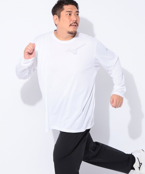 MIZUNO（ミズノ　）の「MIZUNO (ミズノ) Pure Hyper ドライ ロゴプリント クルーネック 長袖 Tシャツ（Tシャツ/カットソー・メンズ・ネイビー/ブラック/ホワイト・5L/3L/4L）」の5枚目の写真