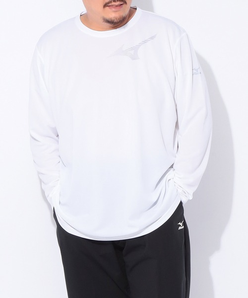 MIZUNO（ミズノ　）の「MIZUNO (ミズノ) Pure Hyper ドライ ロゴプリント クルーネック 長袖 Tシャツ（Tシャツ/カットソー・メンズ・ネイビー/ブラック/ホワイト・5L/3L/4L）」の6枚目の写真