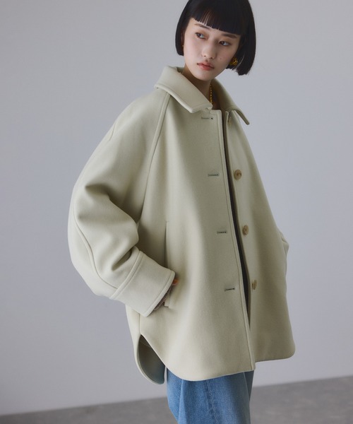 新品ROPÉ 【SUPER140's】【雑誌掲載】メルトンショールカラーコート ROPÉ(ロペ) / 【SUPER140's】【雑誌掲載】メルトンショールカラー