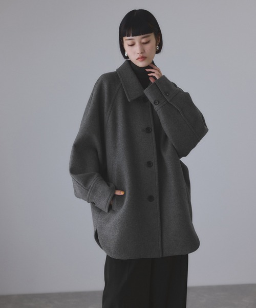 セール】Super140'sメルトンシャツコート（ステンカラーコート）｜ADAM