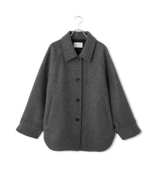 ADAM ET ROPE'（アダムエロペ）の「Super140'sメルトンシャツコート（ステンカラーコート・レディース・ベージュ系その他/グレー・38/36）」の6枚目の写真