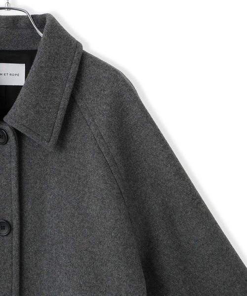 ADAM ET ROPE'（アダムエロペ）の「Super140'sメルトンシャツコート（ステンカラーコート・レディース・ベージュ系その他/グレー・38/36）」の10枚目の写真