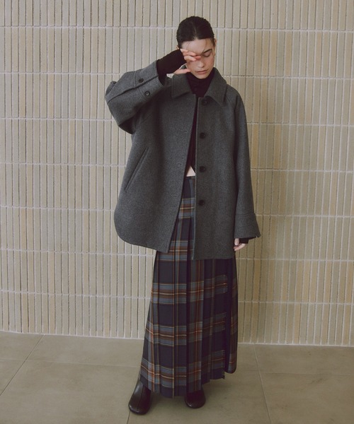 セール】Super140'sメルトンシャツコート（ステンカラーコート）｜ADAM