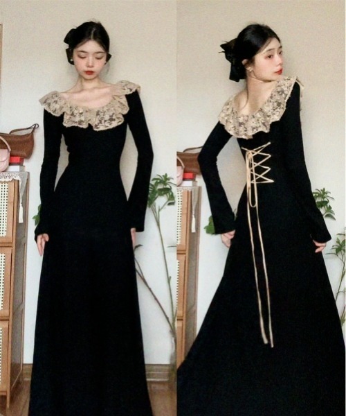 セール】【Y2Kガーリー】レースフリルカラー付きヴィンテージ