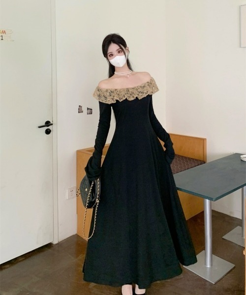 gossip！ロサンゼルス（ゴシップロサンゼルス）の「【Y2Kガーリー】レースフリルカラー付きヴィンテージワンピース／ロング丈（ワンピース・レディース・ブラック・FREE）」の11枚目の写真