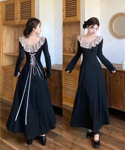 セール】【Y2Kガーリー】レースフリルカラー付きヴィンテージ