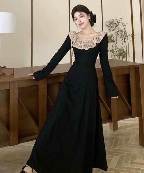 gossip！ロサンゼルス（ゴシップロサンゼルス）の「【Y2Kガーリー】レースフリルカラー付きヴィンテージワンピース／ロング丈（ワンピース・レディース・ブラック・FREE）」の21枚目の写真
