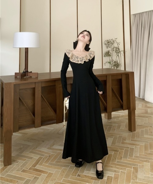 セール】【Y2Kガーリー】レースフリルカラー付きヴィンテージ