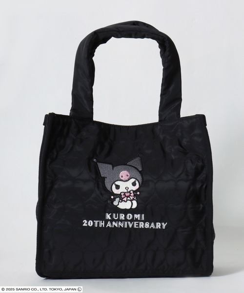 sanrio(サンリオ)の「sanrio(サンリオ)マイメロディ&クロミ 周年モデル キャラクターワンポイント刺繍ハートキルティングミニトートバッグ レディース(トートバッグ・レディース・ブラック/ピンク・FREE)」の6枚目の写真