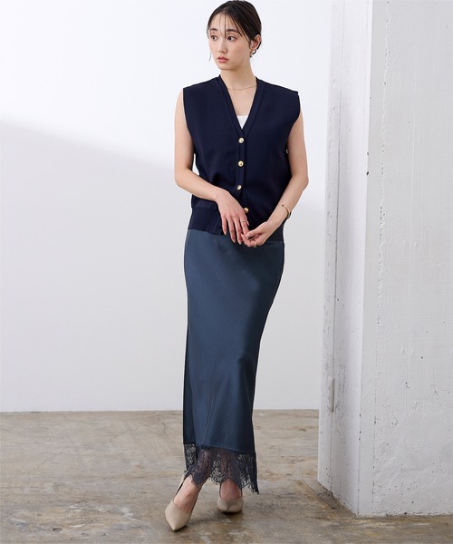 UR'S（ユアーズ）の「レースサテンマーメイドスカート（スカート・レディース・ダークブラウン/ブラック/ネイビー/ホワイト・S/L/M）」の4枚目の写真