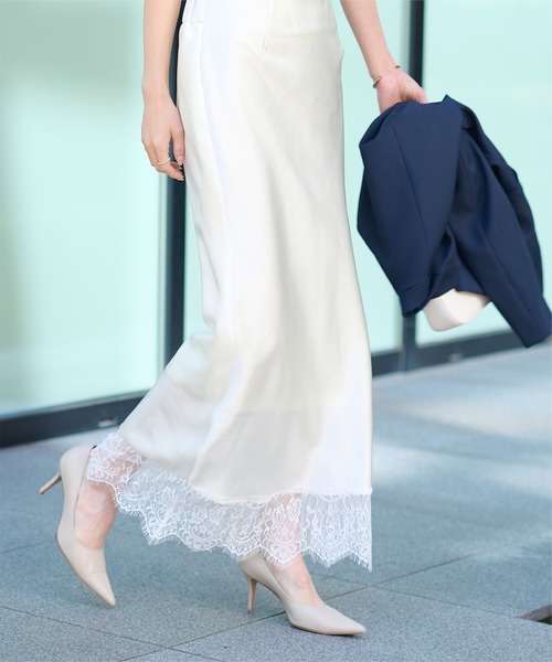 UR'S（ユアーズ）の「レースサテンマーメイドスカート（スカート・レディース・ダークブラウン/ブラック/ネイビー/ホワイト・S/L/M）」の15枚目の写真