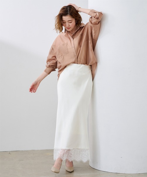 UR'S（ユアーズ）の「レースサテンマーメイドスカート（スカート・レディース・ダークブラウン/ブラック/ネイビー/ホワイト・S/L/M）」の21枚目の写真