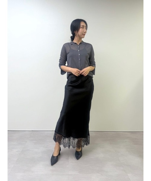 UR'S（ユアーズ）の「レースサテンマーメイドスカート（スカート・レディース・ダークブラウン/ブラック/ネイビー/ホワイト・S/L/M）」の5枚目の写真