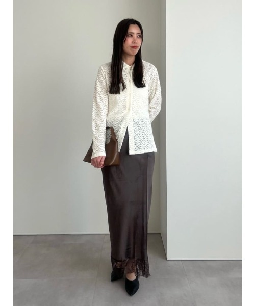 UR'S（ユアーズ）の「レースサテンマーメイドスカート（スカート・レディース・ダークブラウン/ブラック/ネイビー/ホワイト・S/L/M）」の12枚目の写真