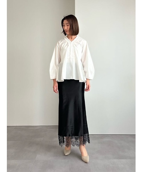 UR'S（ユアーズ）の「レースサテンマーメイドスカート（スカート・レディース・ダークブラウン/ブラック/ネイビー/ホワイト・S/L/M）」の9枚目の写真