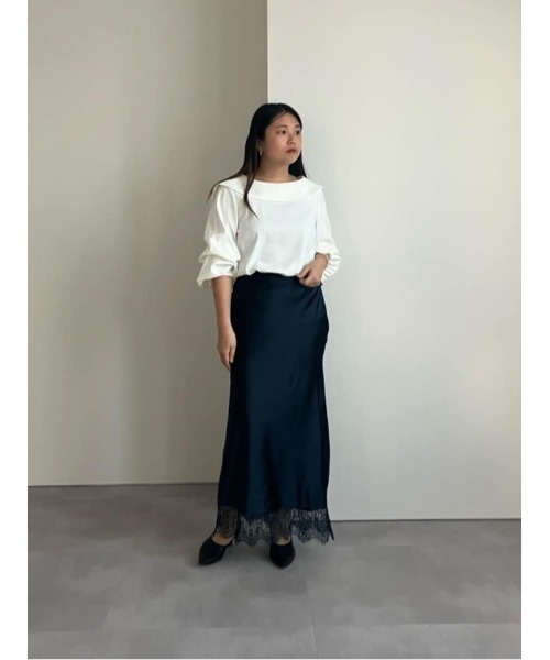 UR'S（ユアーズ）の「レースサテンマーメイドスカート（スカート・レディース・ダークブラウン/ブラック/ネイビー/ホワイト・S/L/M）」の8枚目の写真