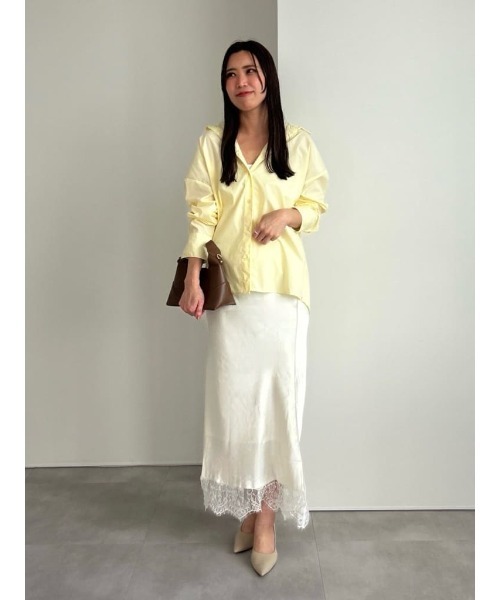 UR'S（ユアーズ）の「レースサテンマーメイドスカート（スカート・レディース・ダークブラウン/ブラック/ネイビー/ホワイト・S/L/M）」の7枚目の写真