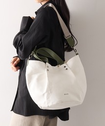 【BEAURE】コットン×カウレザー キャンバスバルーントートバッグ B-25060