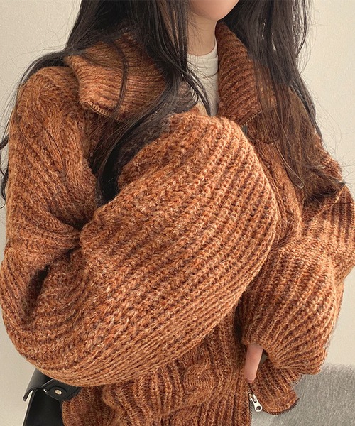 セール】ダブルジップニットカーディガン（カーディガン/ボレロ