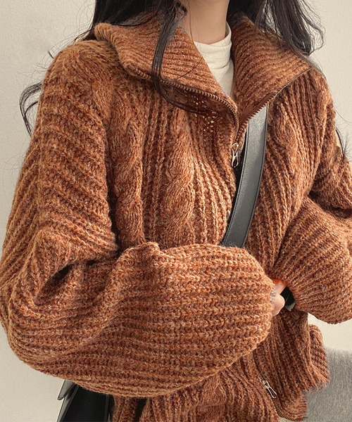 セール】ダブルジップニットカーディガン（カーディガン/ボレロ