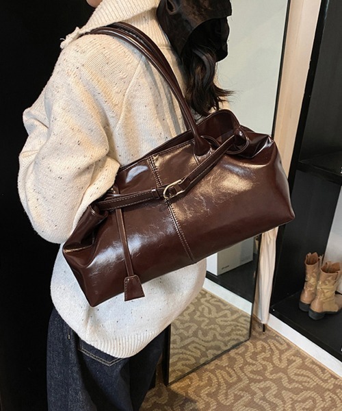 Miniministore(ミニミニストア)の「オイルワックス風合皮トートバッグ肩掛け鞄(トートバッグ・レディース・ブラウン/キャメル/ワインレッド/ブラック・FREE)」の1枚目の写真