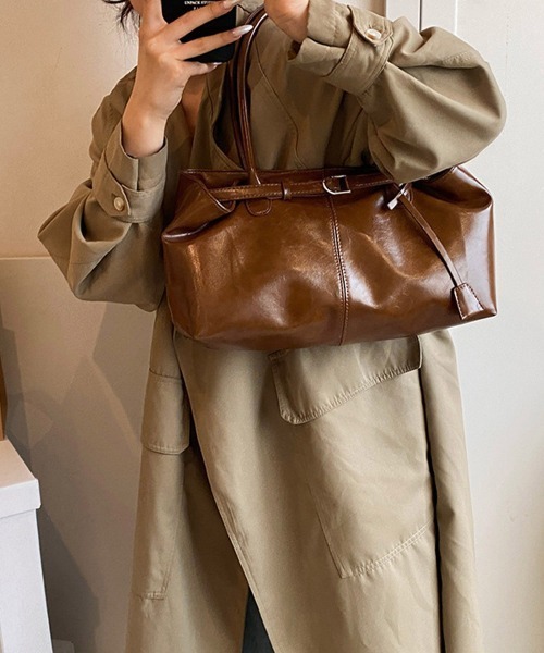 Miniministore(ミニミニストア)の「オイルワックス風合皮トートバッグ肩掛け鞄(トートバッグ・レディース・ブラウン/キャメル/ワインレッド/ブラック・FREE)」の15枚目の写真