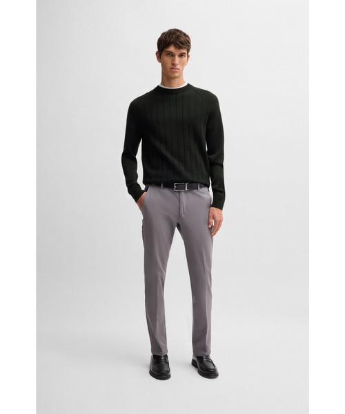 BOSS（ボス）の「ウールブレンド レギュラーフィットセーター ストライプニット（ニット/セーター・メンズ・ブラック/ダークグレー・M/XL/XXXL/S/L/XXL）」の5枚目の写真