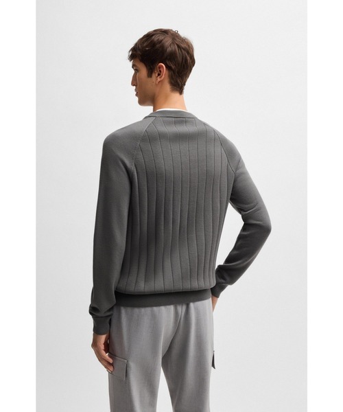 BOSS（ボス）の「ウールブレンド レギュラーフィットセーター ストライプニット（ニット/セーター・メンズ・ブラック/ダークグレー・M/XL/XXXL/S/L/XXL）」の8枚目の写真